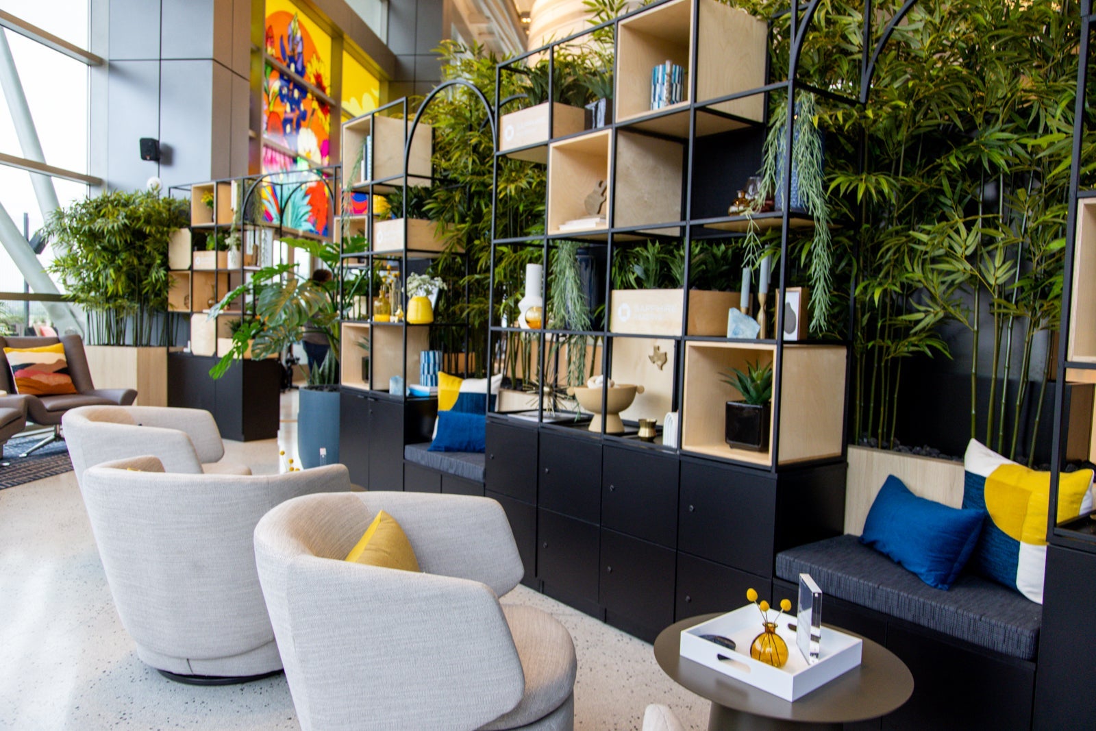 the inside of the Sapphire Terrace, showing furniture and decorations