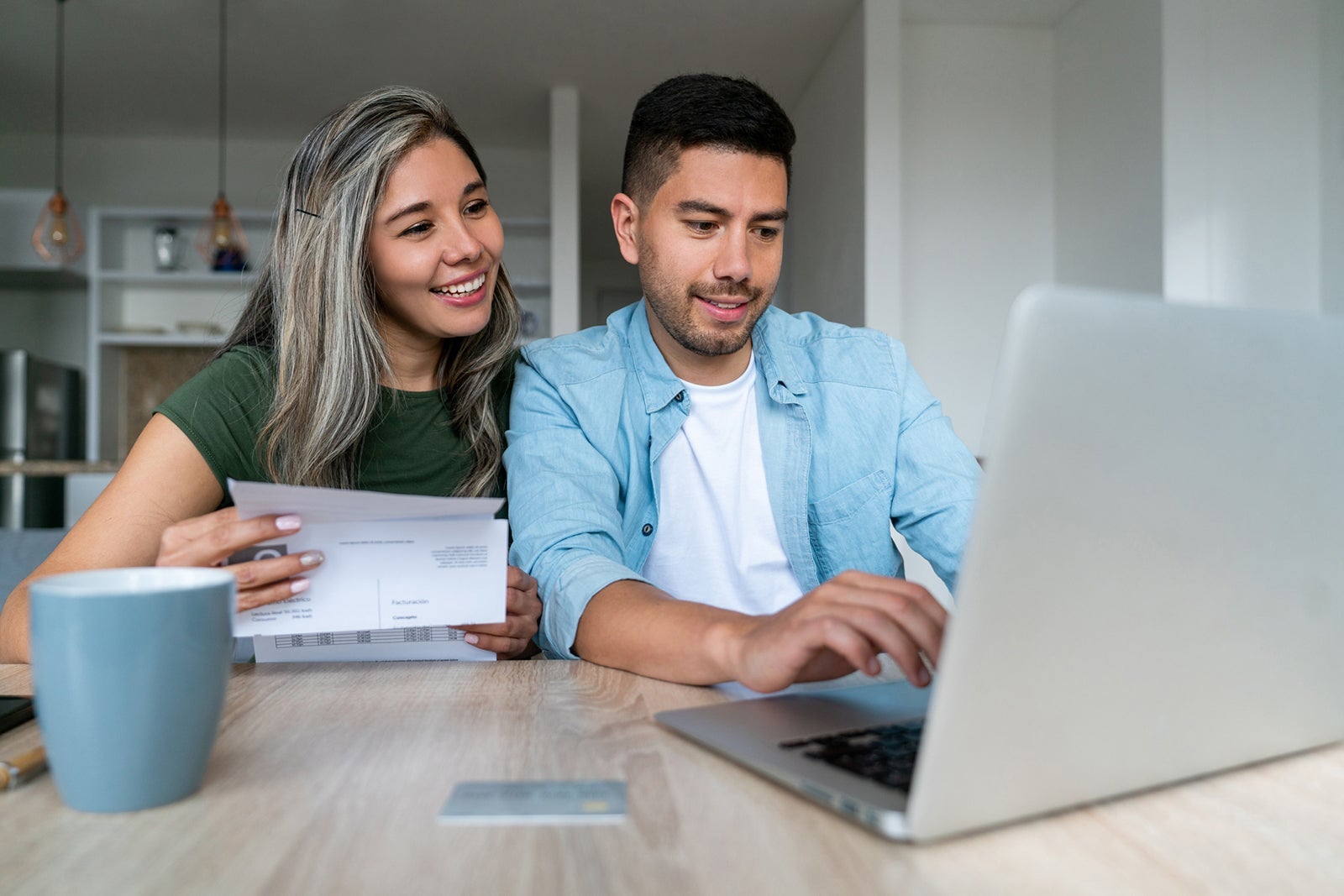 Couple paying bills