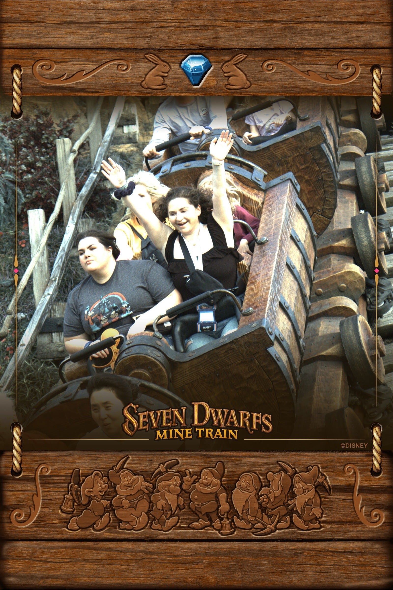 Disney Photo Pass of Madison in pain during Mine Train rollercoaster ride