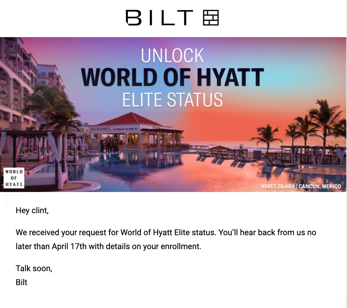 World of Hyatt Bilt Challenge. BILT