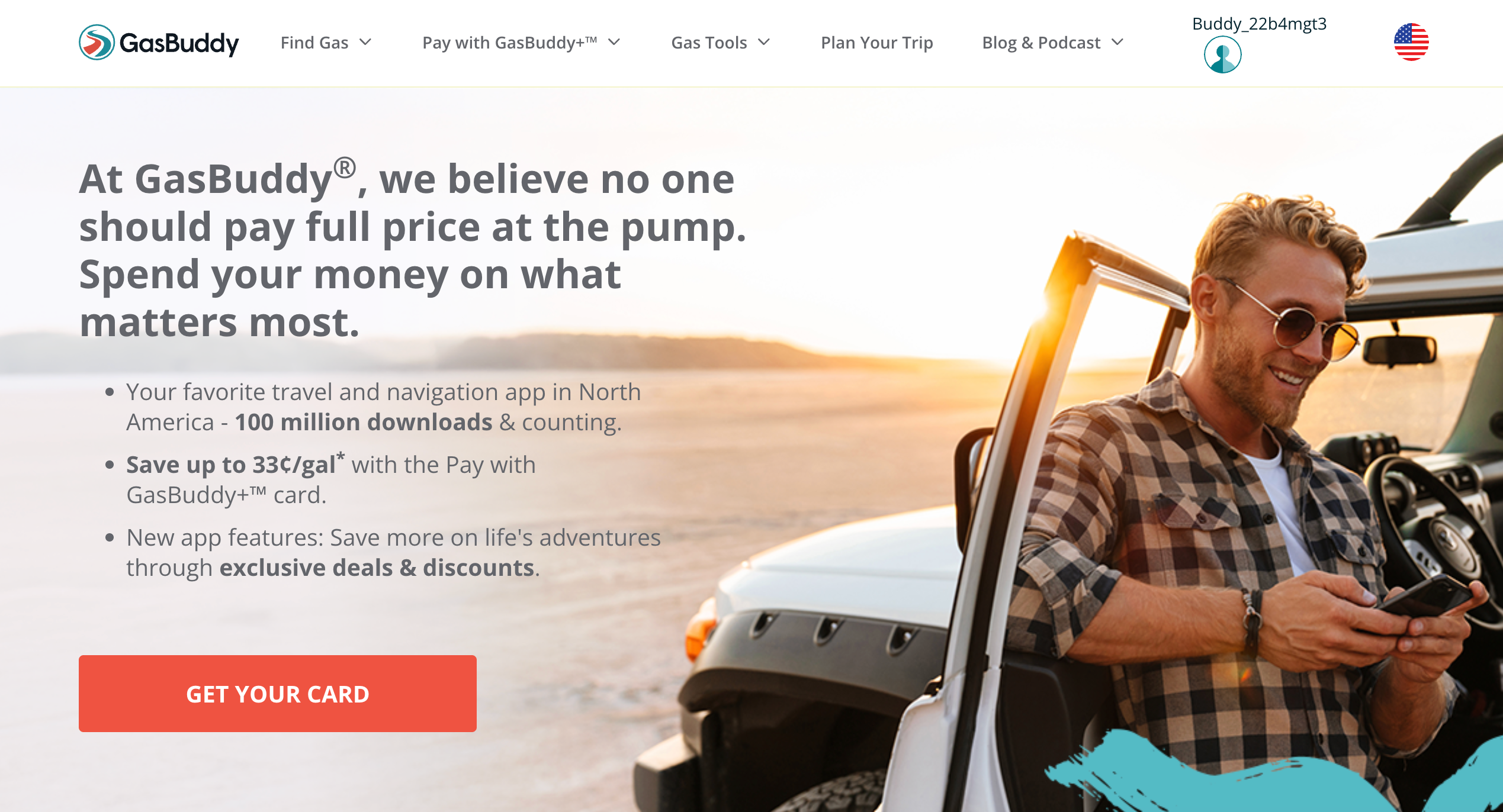Gasbuddy home page. 