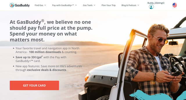 Gasbuddy home page.