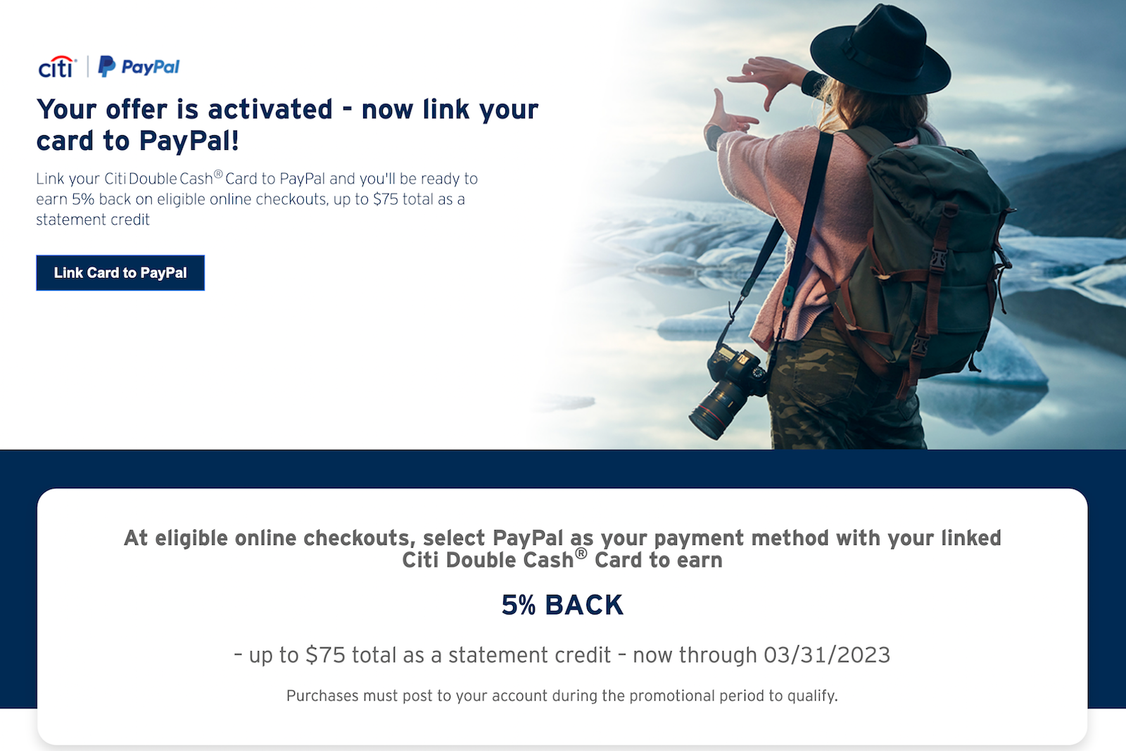 details of a credit card offer for bonus cash back through spending