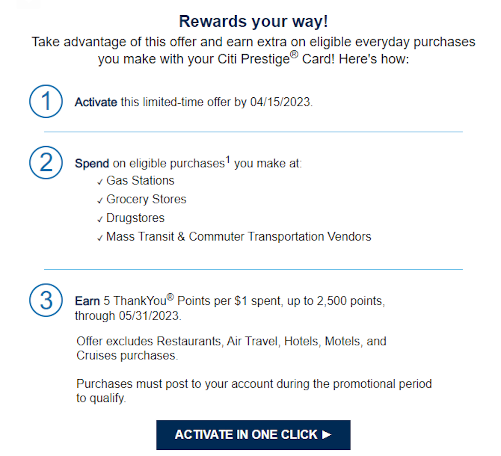 details on a credit card bonus points offer