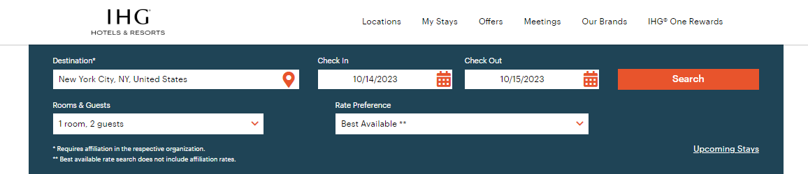 Booking an IHG stay