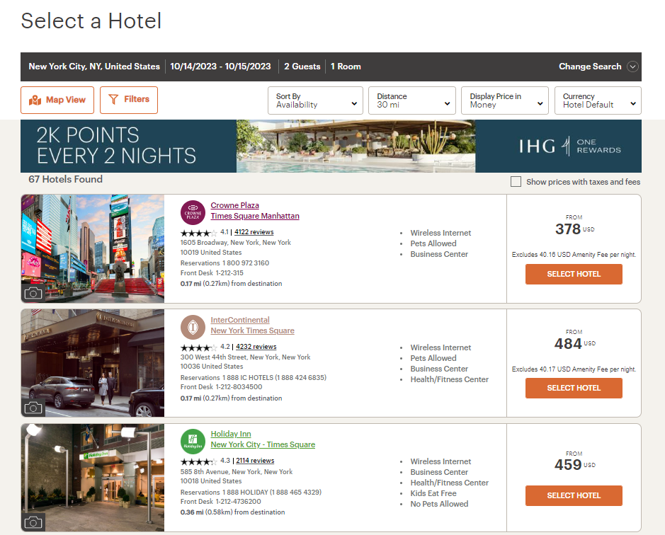 Booking an IHG stay
