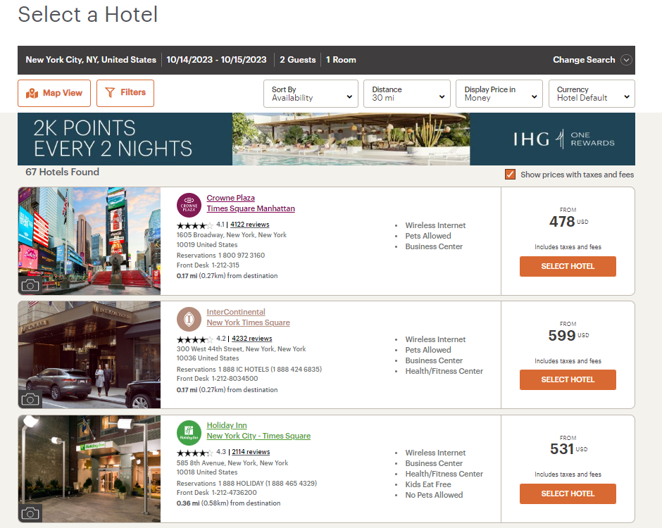 Booking an IHG stay