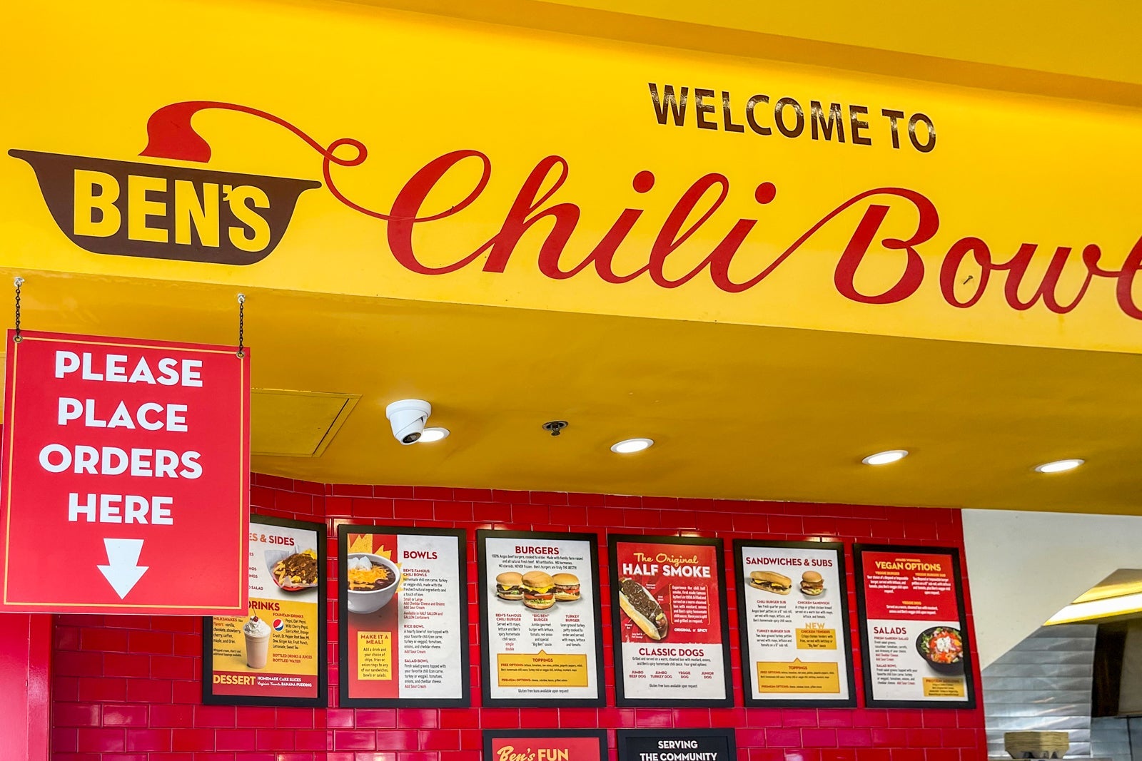 Counter/menu at Ben's Chili Bowl