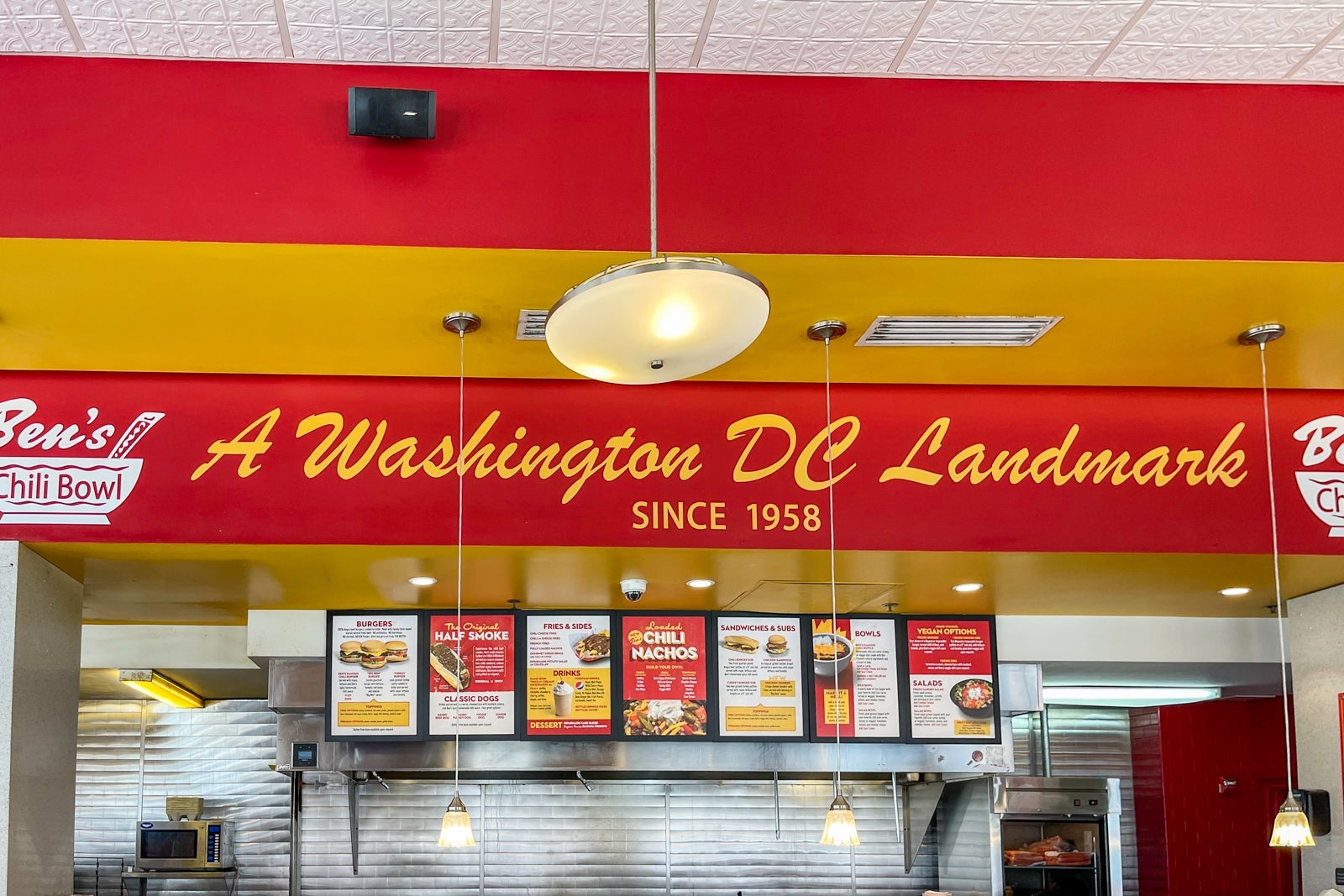 Counter/menu at Ben's Chili Bowl