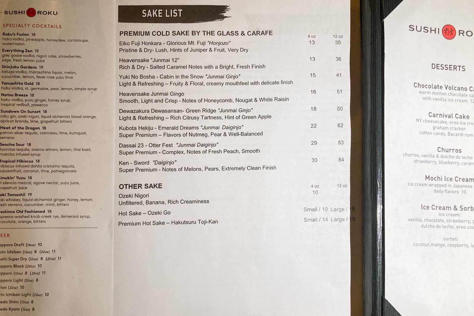 photo of drink menus