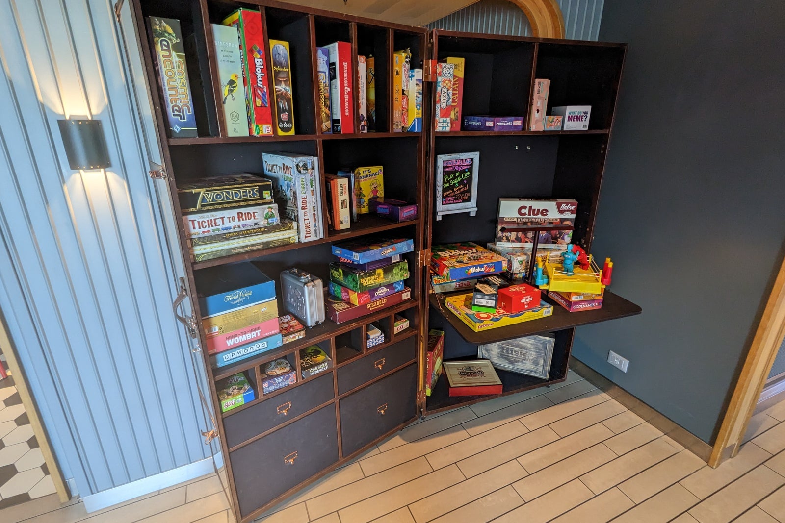 Shelves full of board games