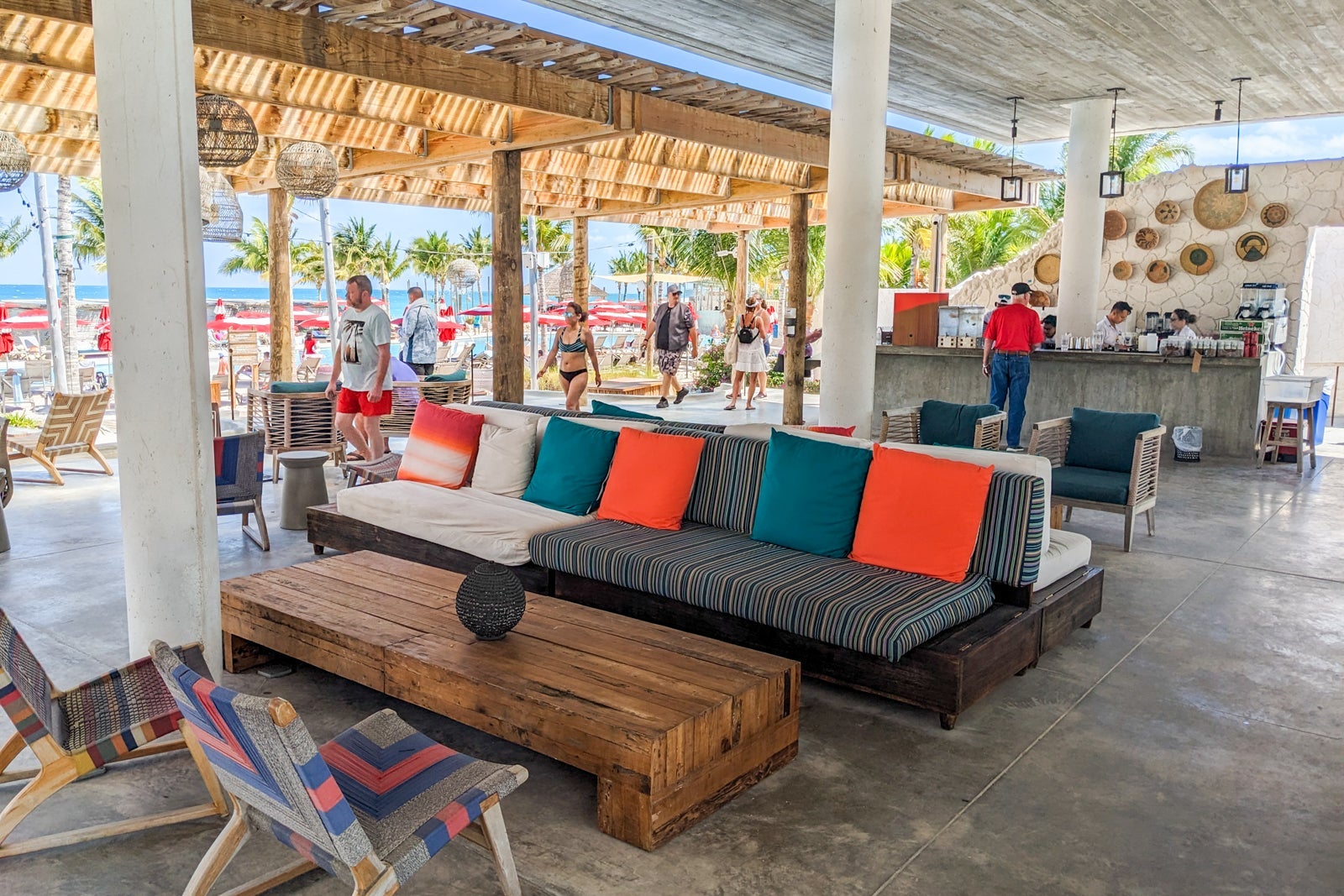 Open-air lounge with couches