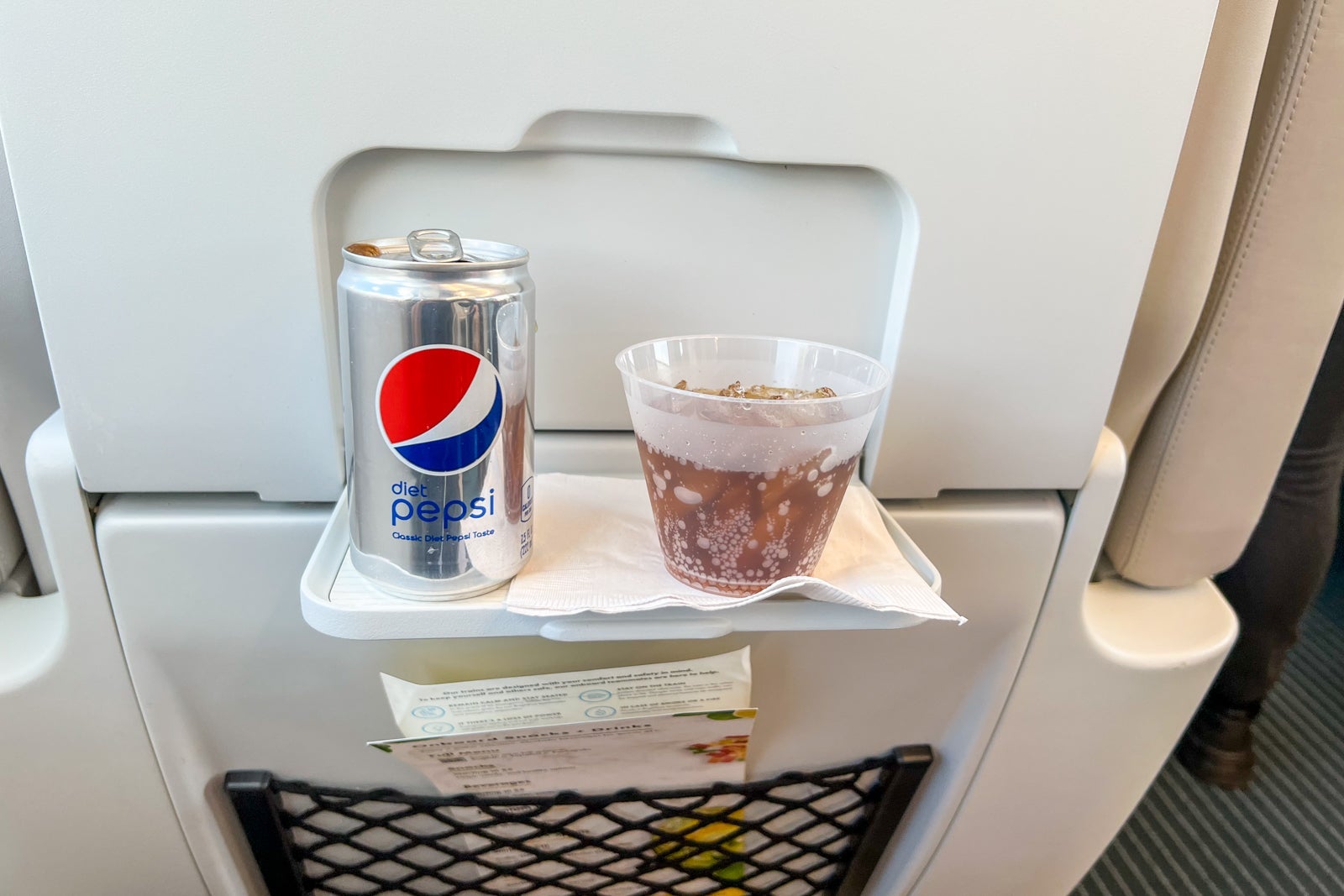 Tray table on Brightline train