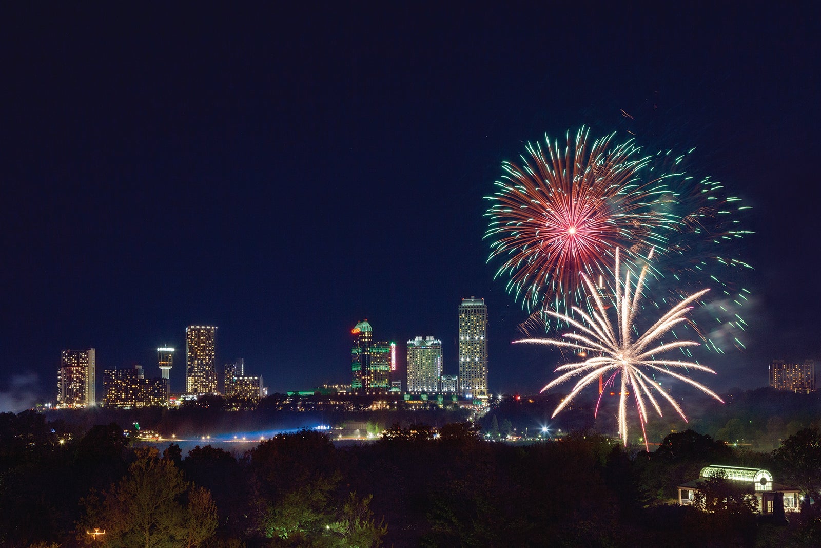 fireworks over skyline