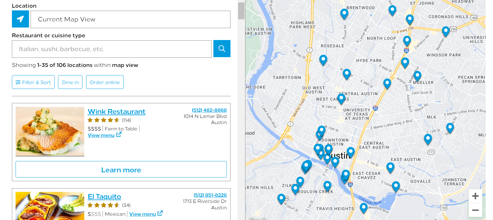 Find venues with Hilton Honors Dining