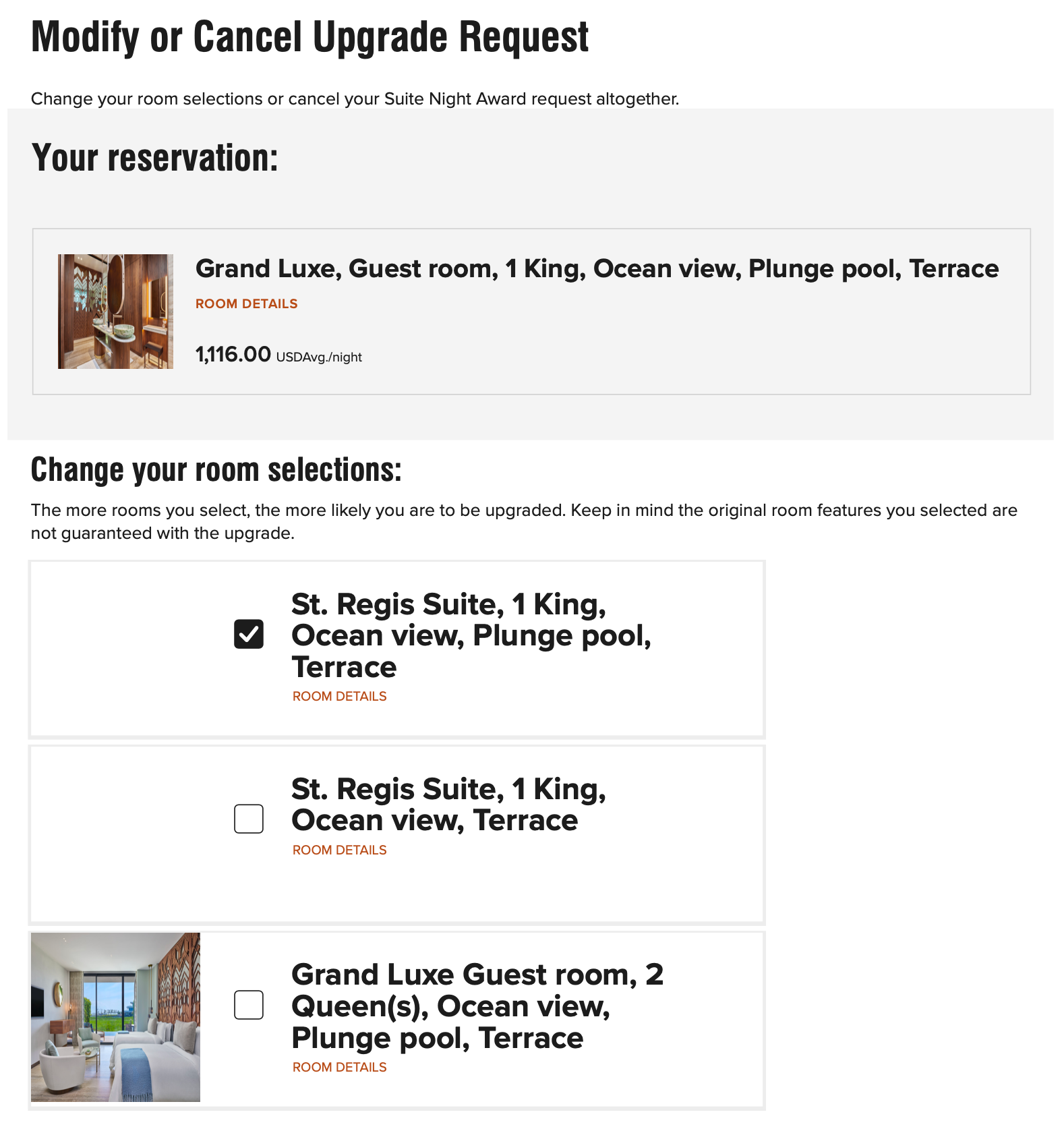 screenshot of Marriott Suite Night Award at St. Regis Kanai Resort, Riviera Maya