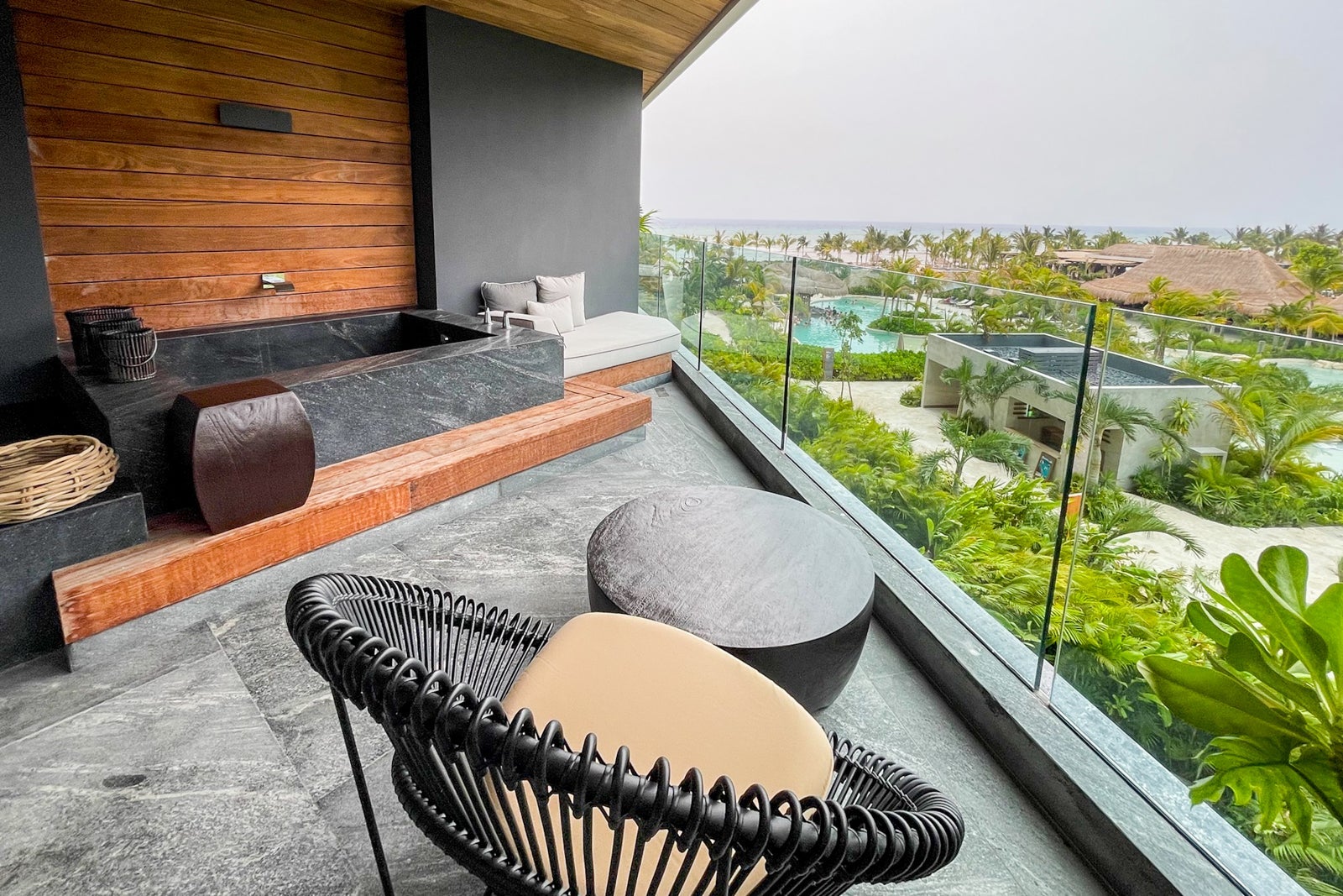 Seating on the Signature Suite balcony at Secrets Impression Moxche