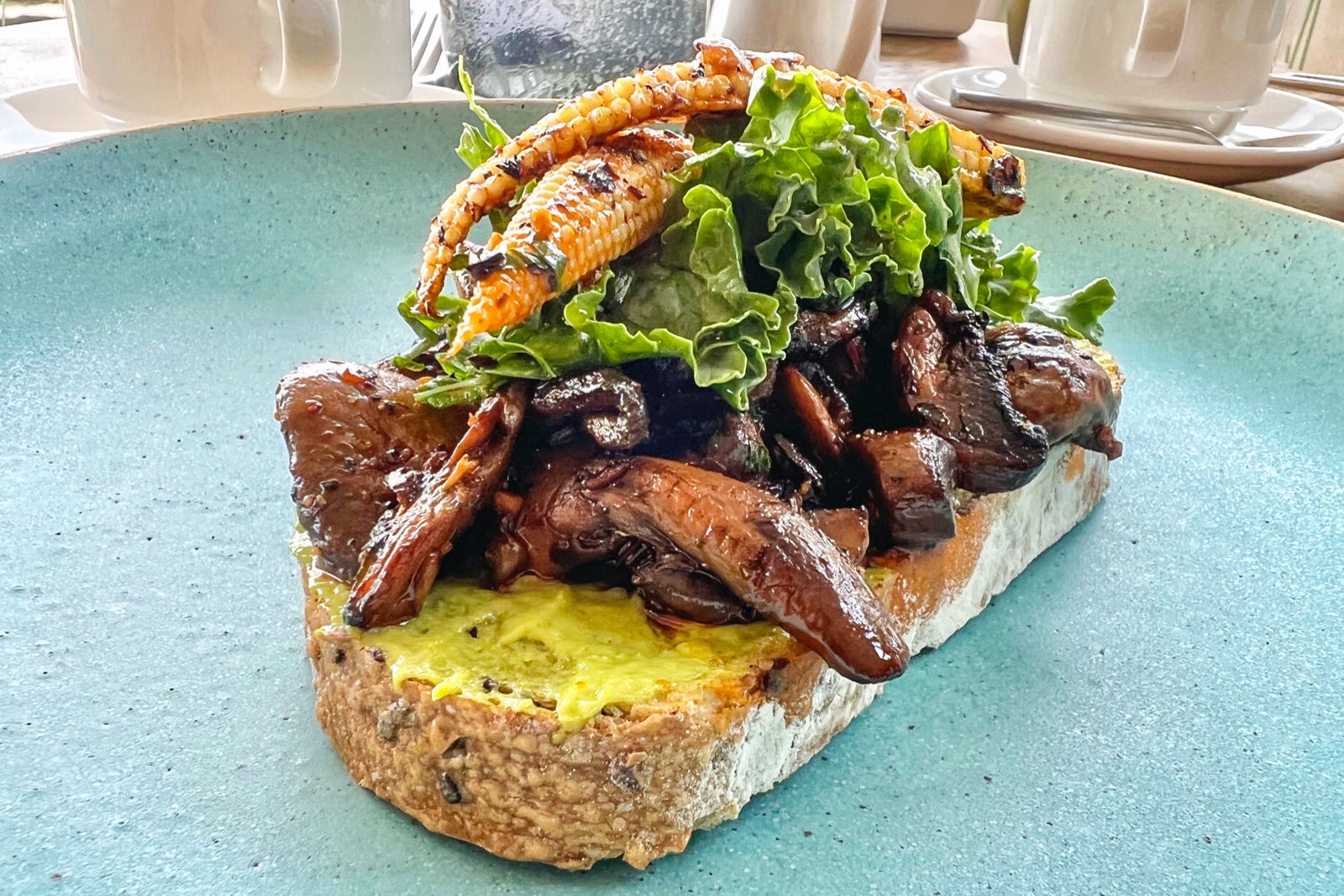 Mushrooms on toast at Seaside Beach Club Secrets Impression Moxche Playa del Carmen