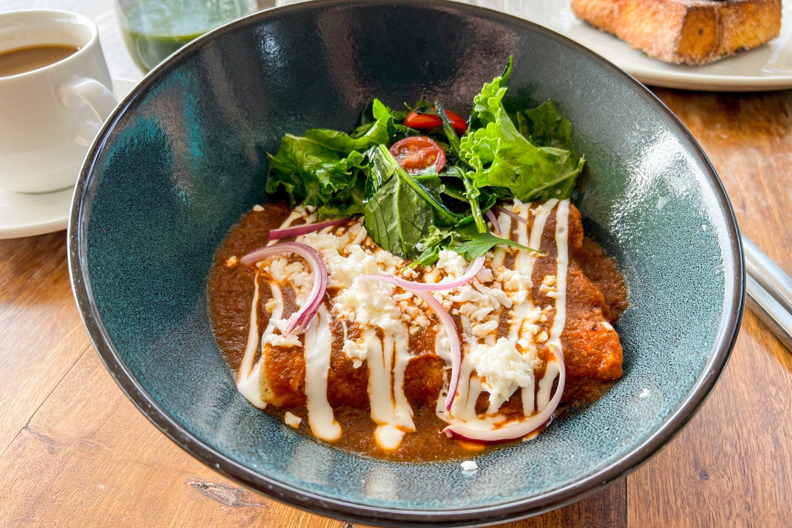 Duck enchiladas at Seaside Beach Club Secrets Impression Moxche Playa del Carmen