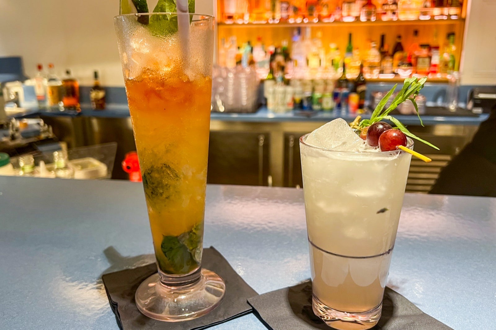 Two cocktails at cruise ship bar