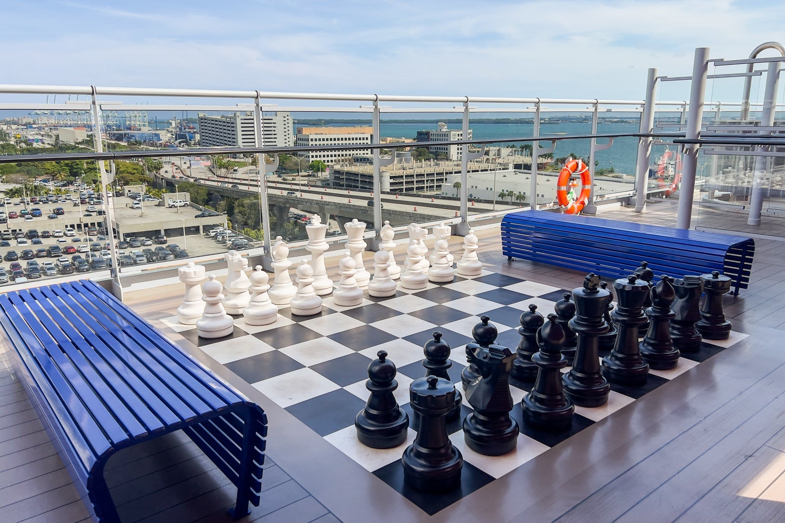 Outdoor chess on cruise ship