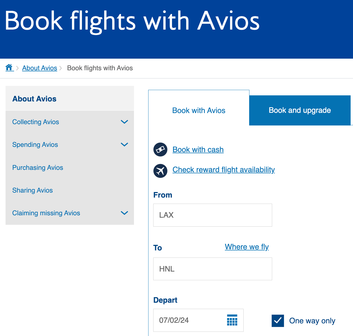 Booking a British Airways Avios award