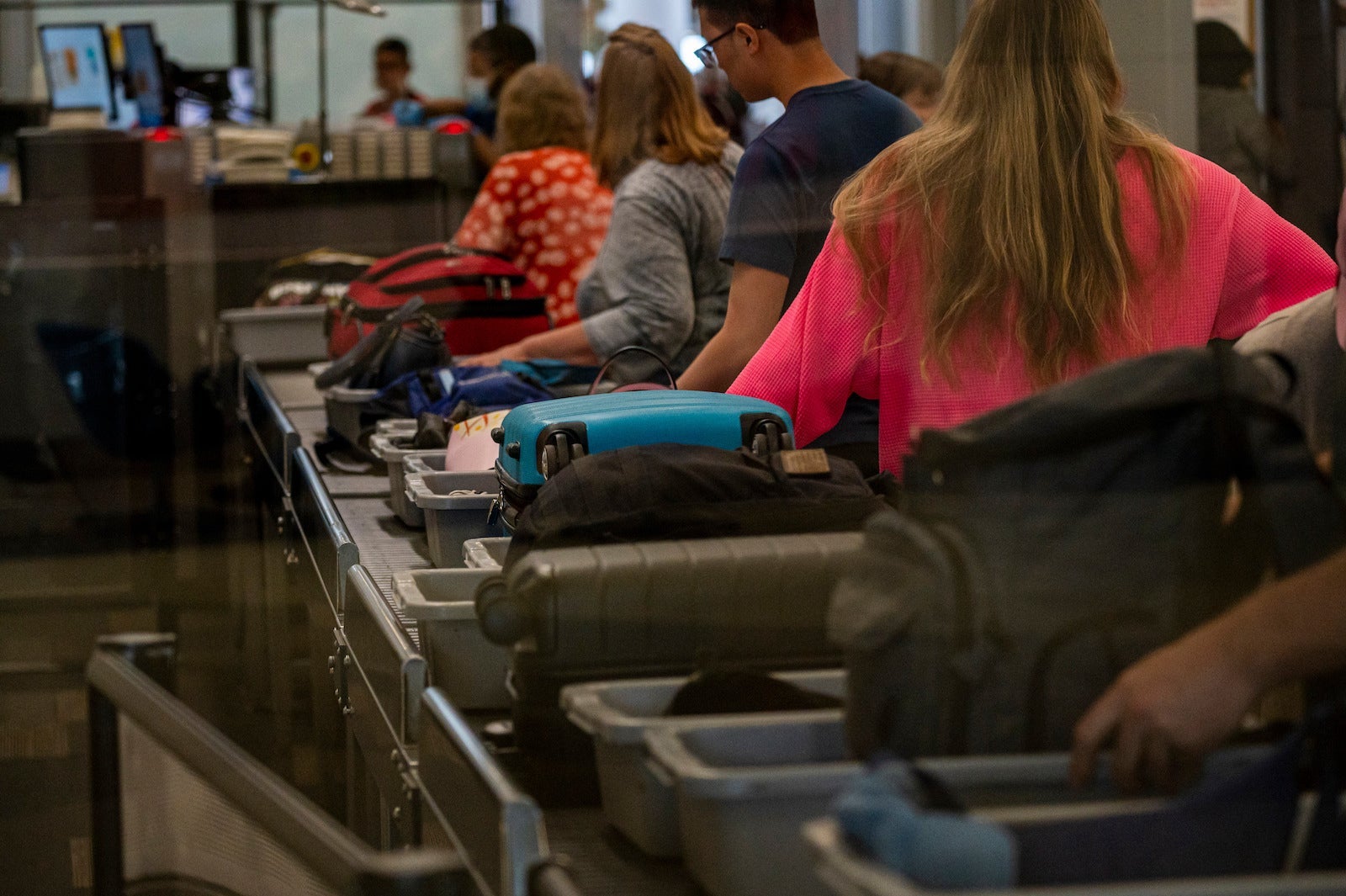 TSA lines at an airport