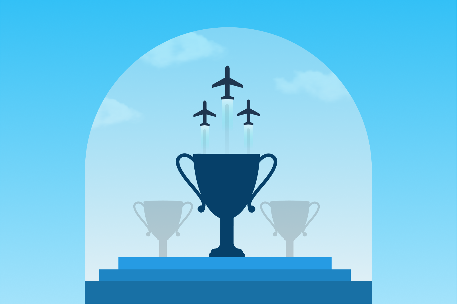 An illustration of planes and trophies