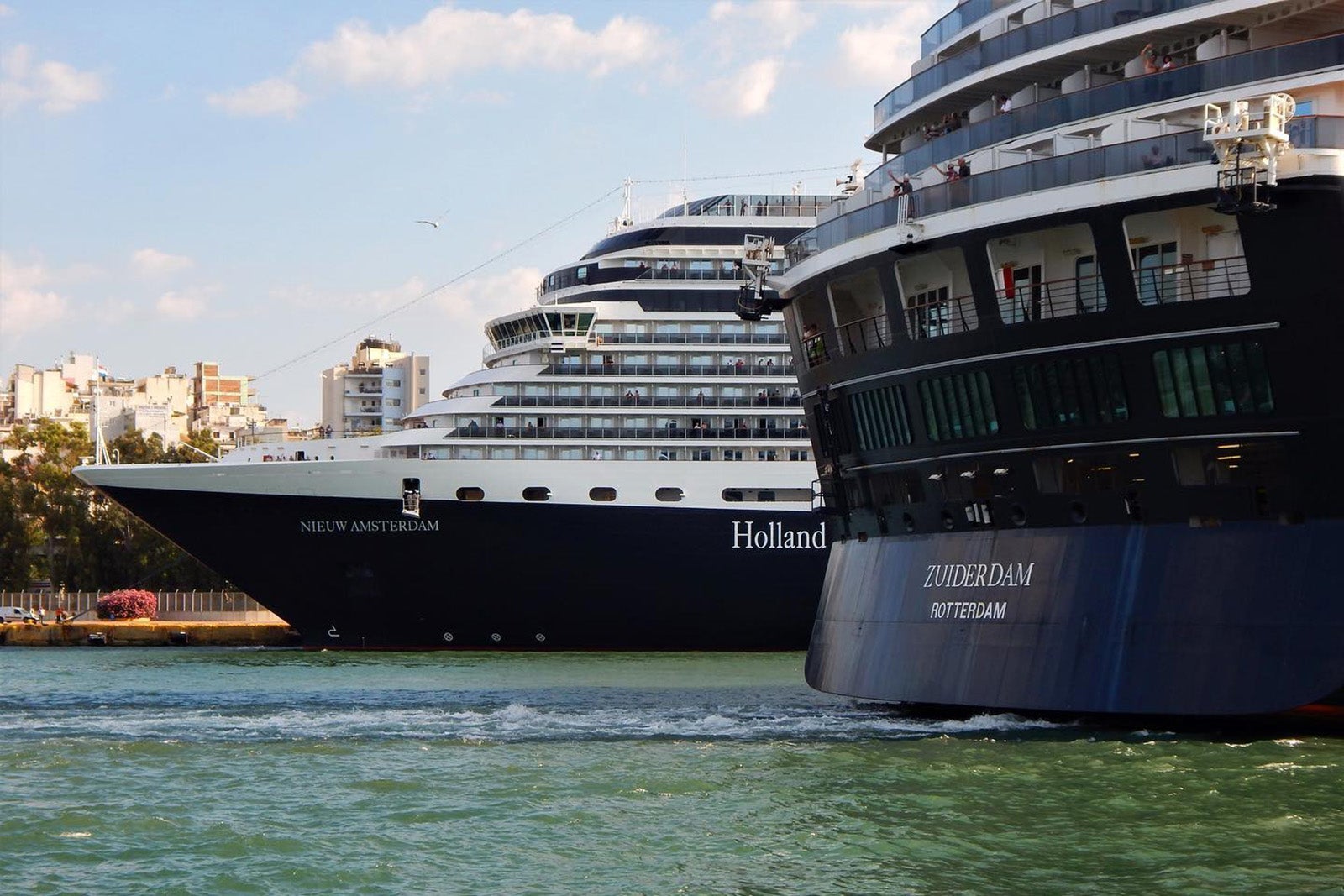 Two Holland America ships docked side by side