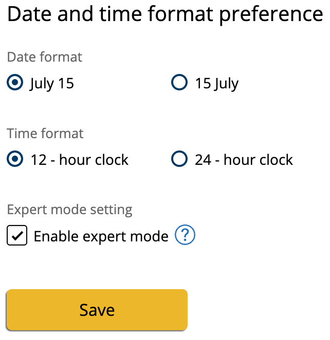 Turn on expert mode United
