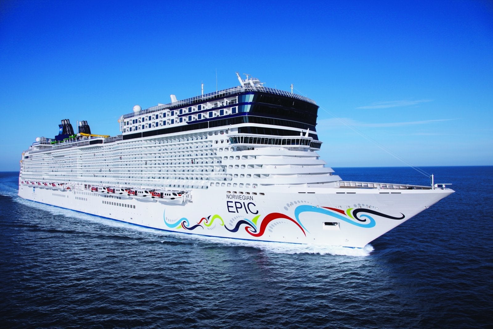 Norwegian Epic cruise ship in the ocean