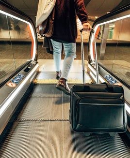 traveling woman at the airport