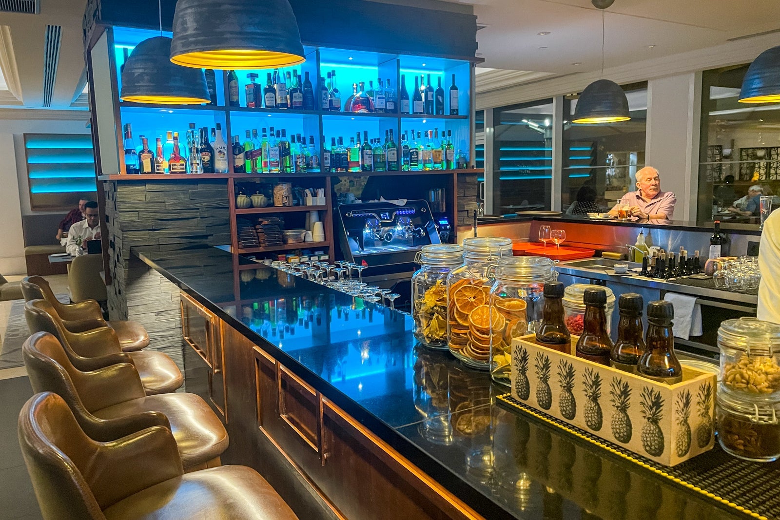 Inside the Lisbon Marriott Hotel.