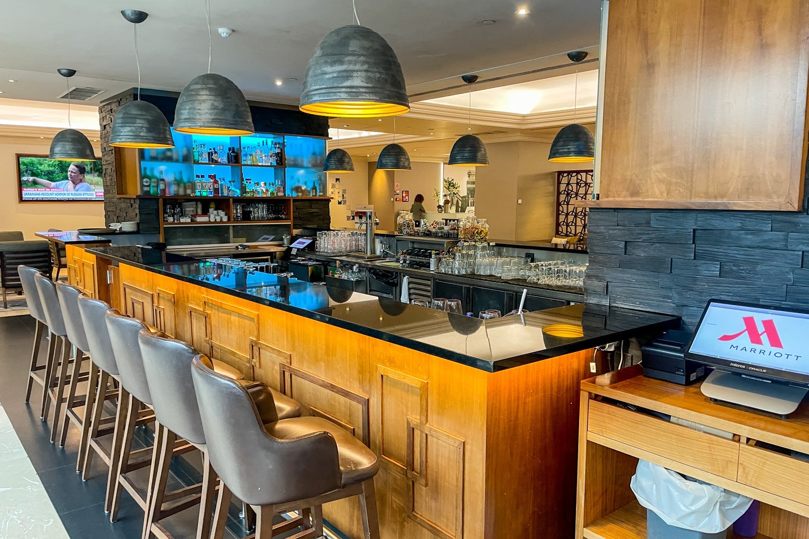 Inside the Lisbon Marriott Hotel.