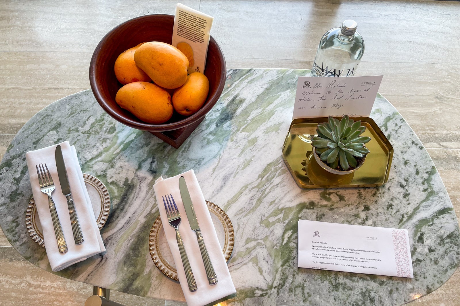 Welcome mangoes at The St. Regis Kanai Resort, Riviera Maya