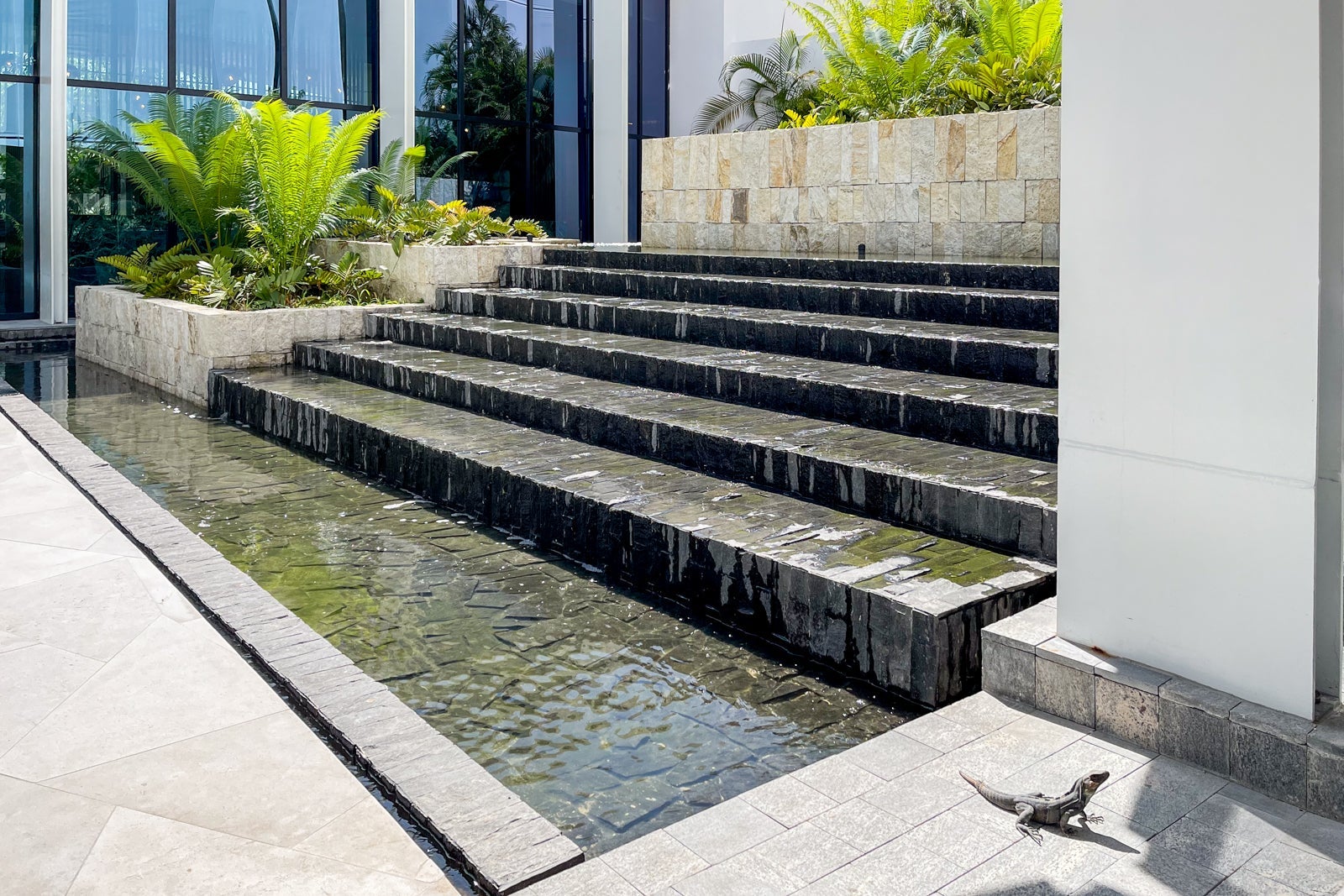 Stepped, cascading water feature at the St. Regis Kanai Resort, Riviera Maya