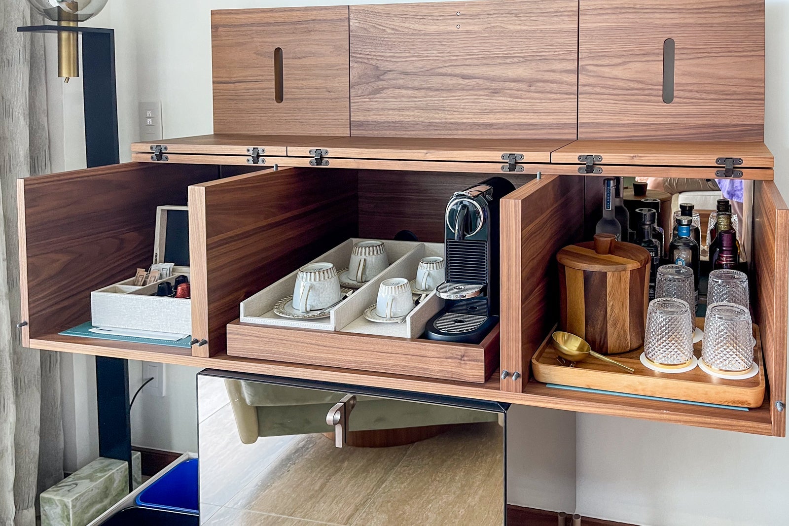 In-room coffee setup at St. Regis Kanai, Riviera Maya