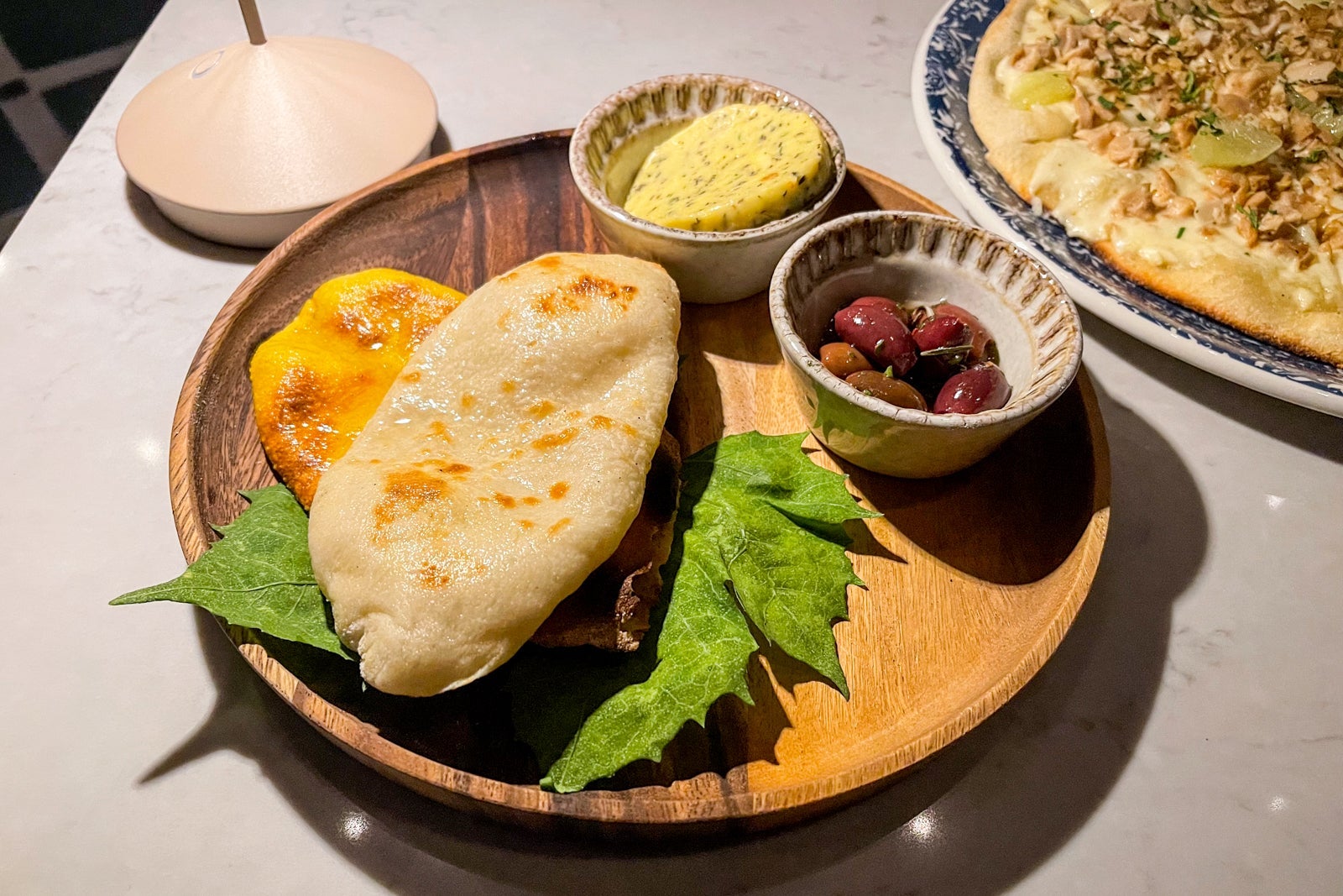 Pita bread and olives. St. Regis Kanai Resort, Riviera Maya