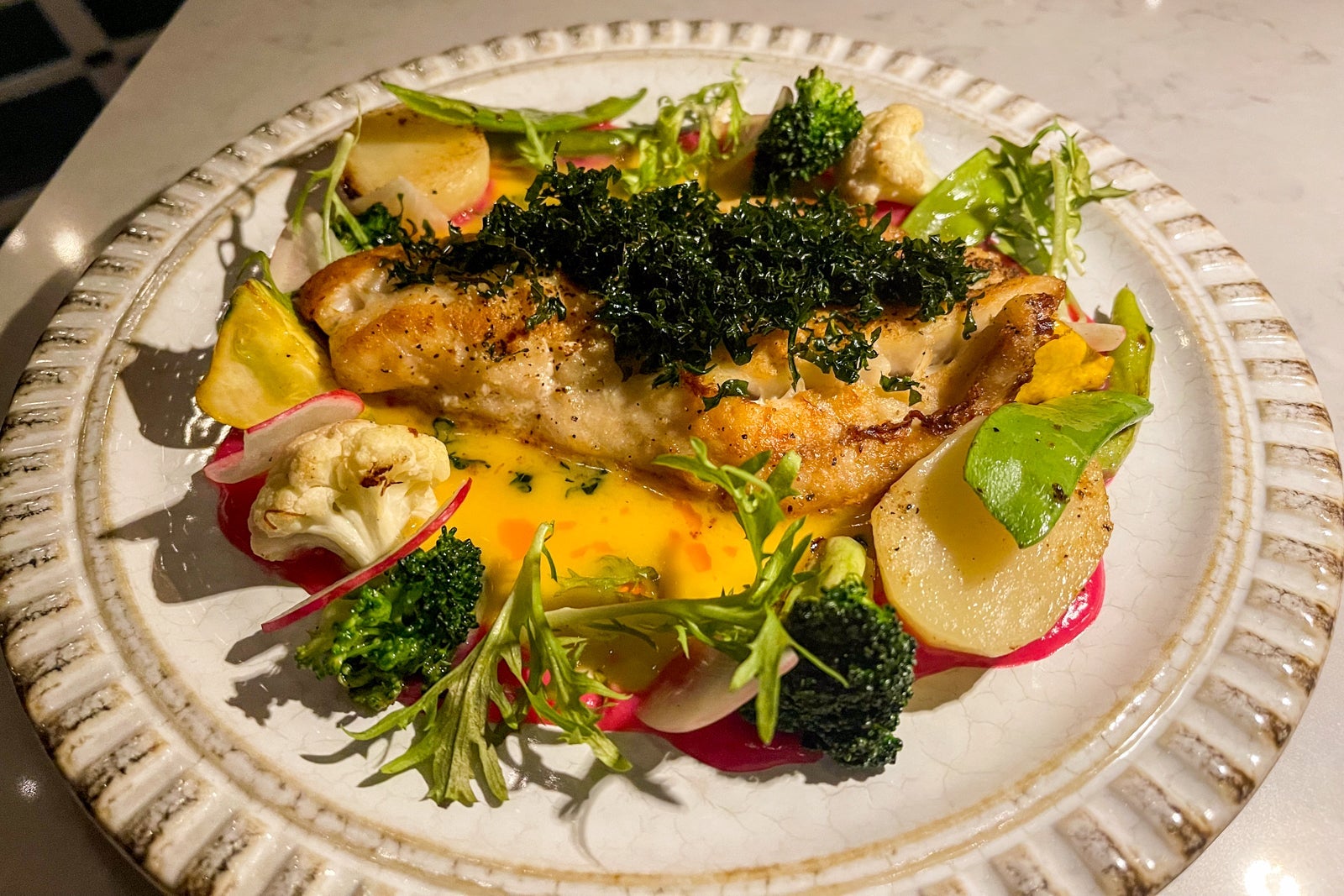 Grouper dinner at Chaya. St. Regis Kanai Resort, Riviera Maya