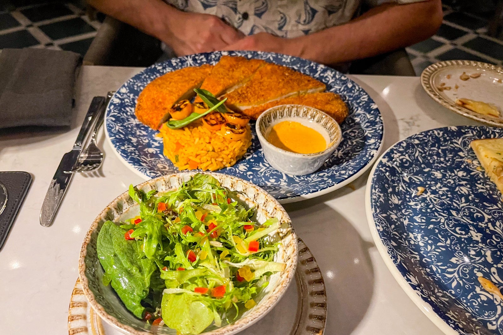Chicken Milanese at Chaya. St. Regis Kanai Resort, Riviera Maya