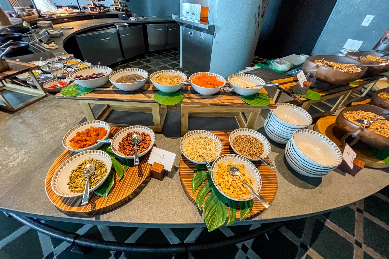 Nuts and dried fruit on the breakfast buffet. St. Regis Kanai Resort, Riviera Maya