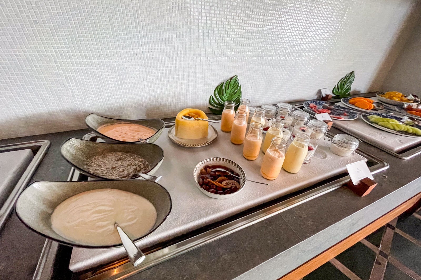 Yogurts at the breakfast buffet. St. Regis Kanai Resort, Riviera Maya