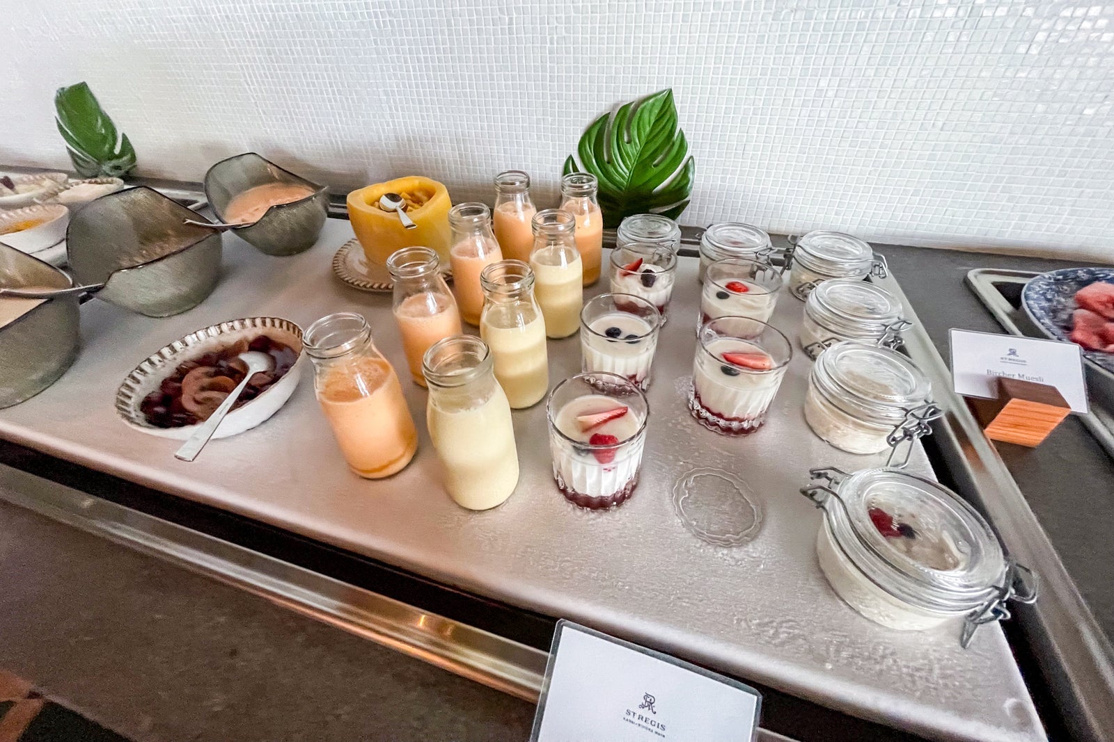 Yogurts at the breakfast buffet. St. Regis Kanai Resort, Riviera Maya