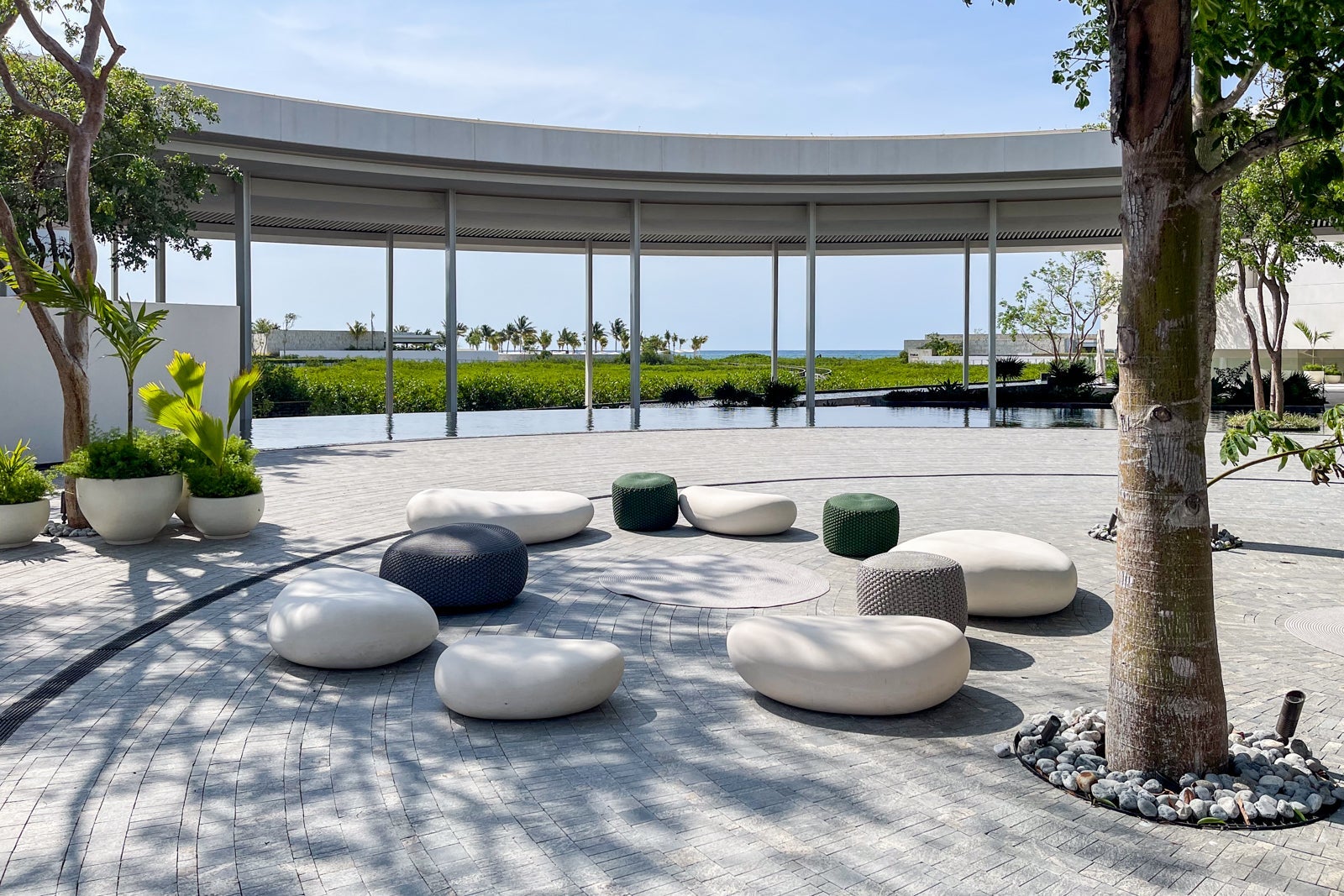 Outdoor seating near the convention center. St. Regis Kanai Resort, Riviera Maya