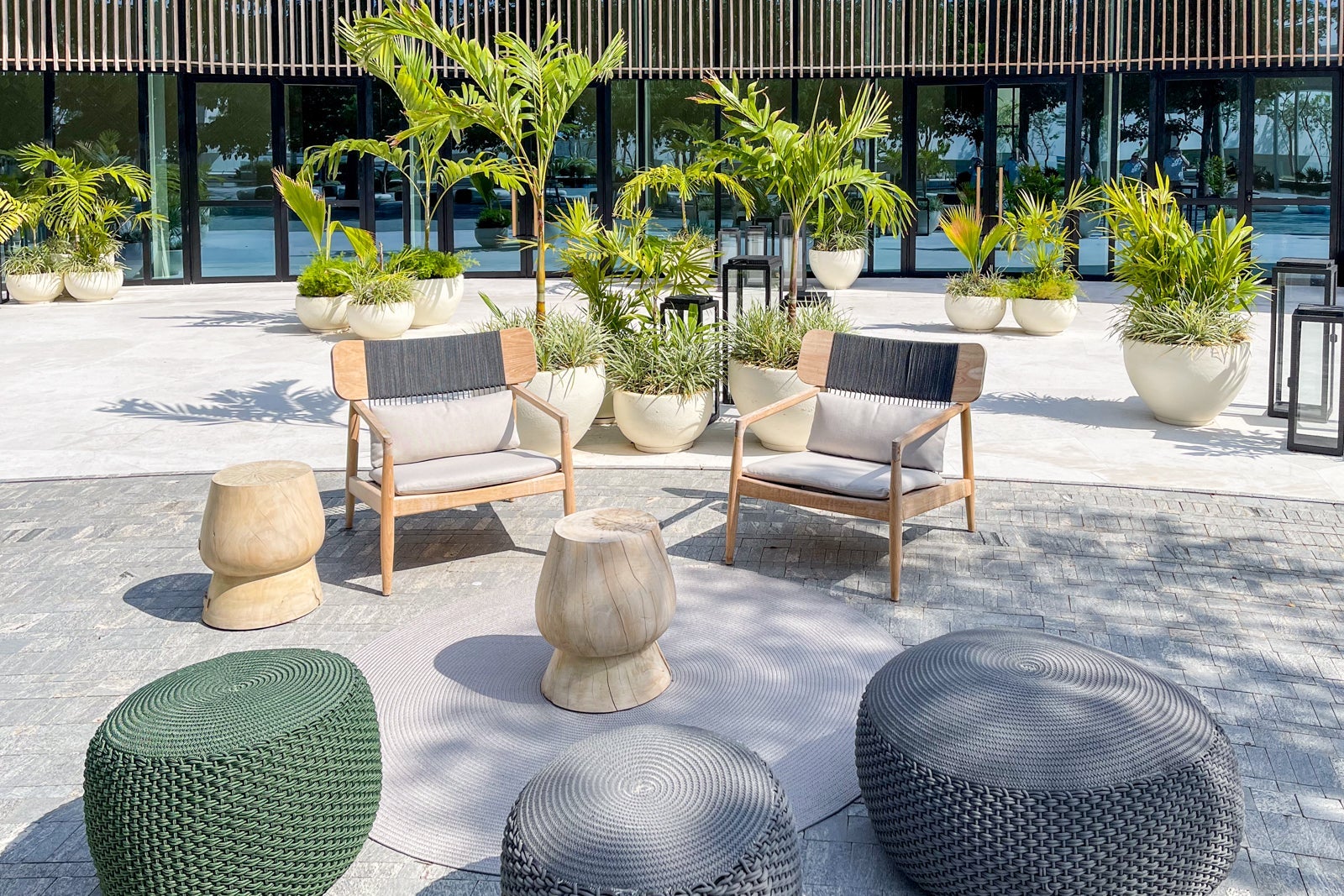 Outdoor seating near the convention center. St. Regis Kanai Resort, Riviera Maya