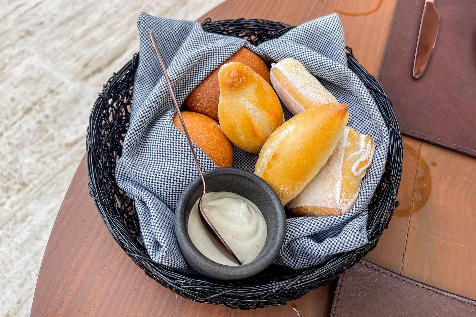 Toro bread basket. St. Regis Kanai Resort, Riviera Maya