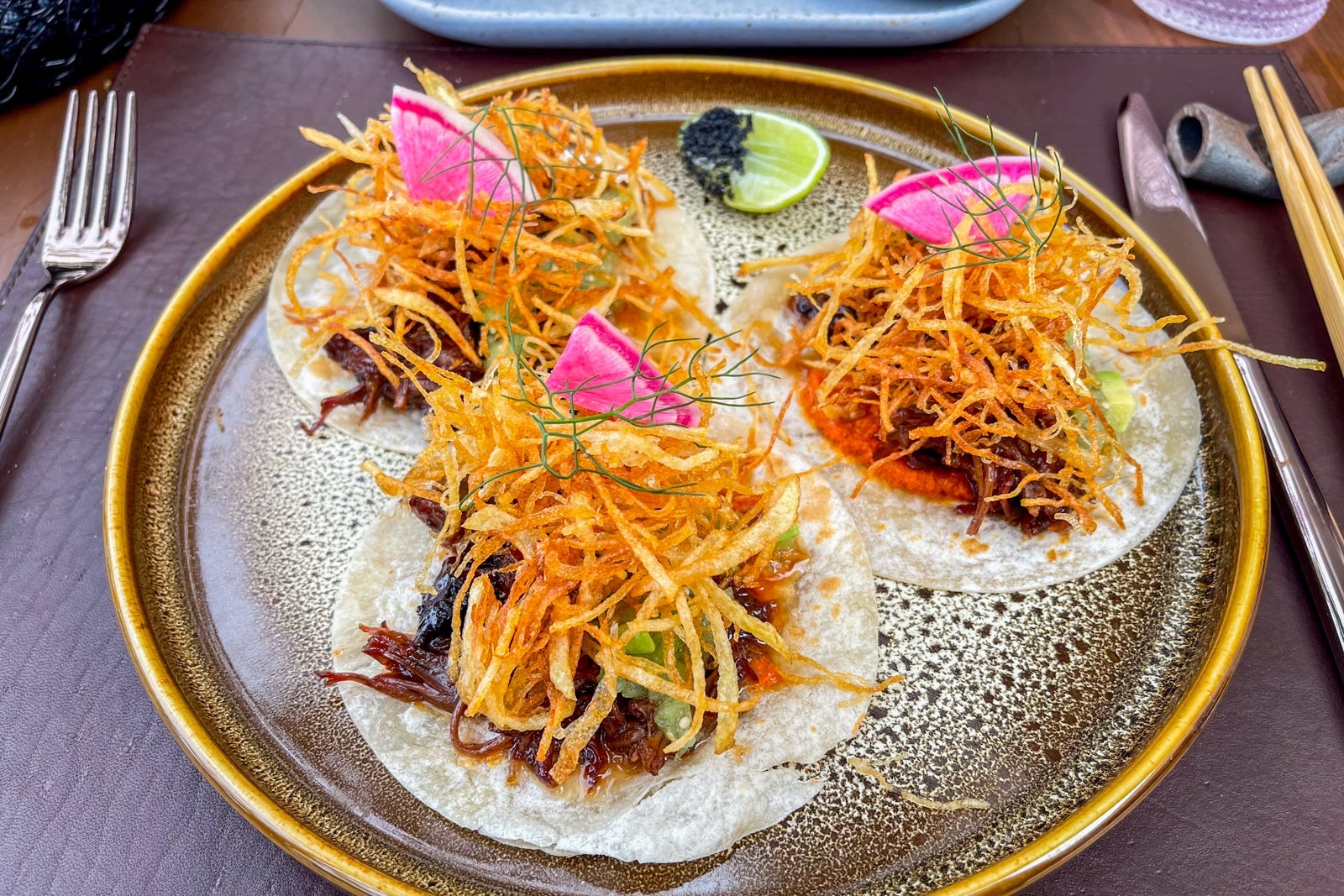 Short rib tacos. St. Regis Kanai Resort, Riviera Maya