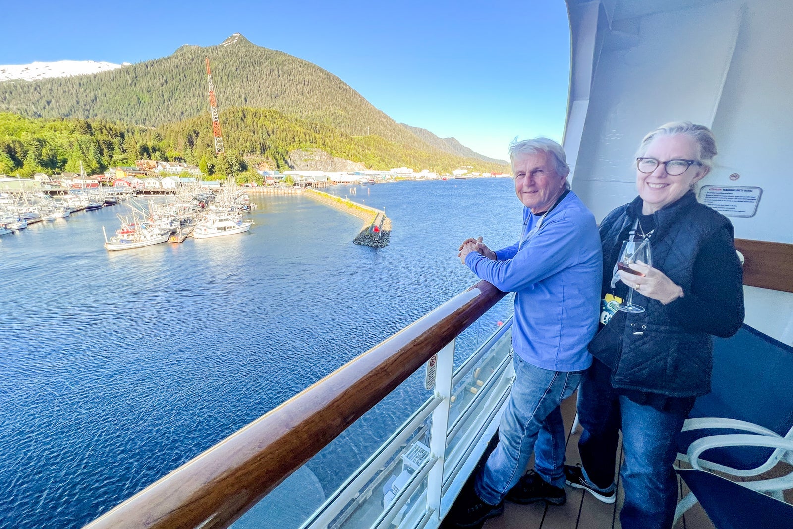 Two people on verandah cabin