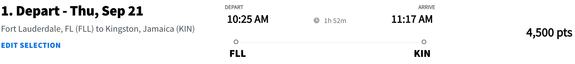 FLL to KIN Spirit points