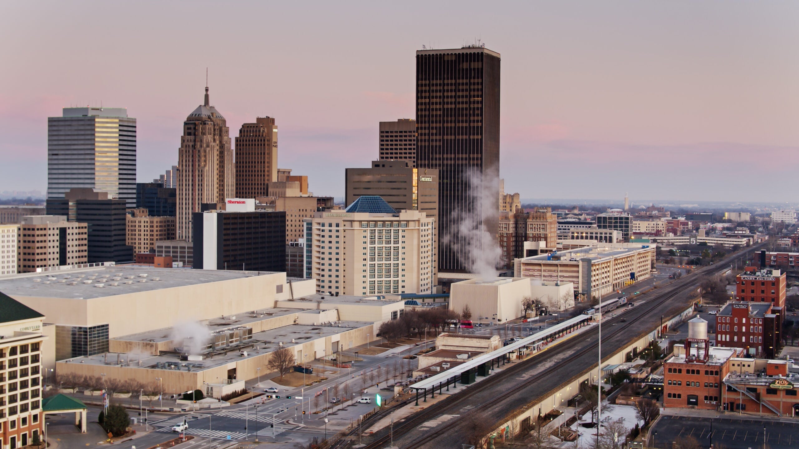 Downtown Oklahoma City at sunrise.